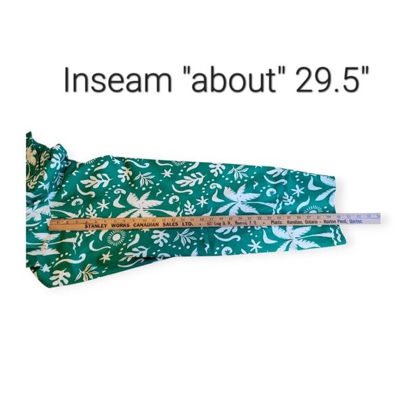 Anthropologie Green/White Palm Print Barrel Pants S/M - Corey Lynn Calter - Picture 12 of 15